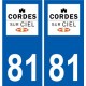 81 Graulhet logotipo de la etiqueta engomada de la placa de pegatinas de la ciudad