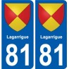 81 Graulhet escudo de armas de la etiqueta engomada de la placa de pegatinas de la ciudad