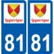 81 Graulhet logotipo de la etiqueta engomada de la placa de pegatinas de la ciudad