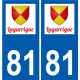 81 Graulhet logotipo de la etiqueta engomada de la placa de pegatinas de la ciudad