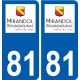 81 Graulhet logotipo de la etiqueta engomada de la placa de pegatinas de la ciudad