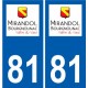 81 Graulhet logotipo de la etiqueta engomada de la placa de pegatinas de la ciudad