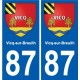 87 Vicq-sur-Breuilh escudo de armas de la etiqueta engomada de la placa de pegatinas de la ciudad