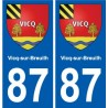 87 Vicq-sur-Breuilh coat of arms sticker plate stickers city