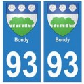93 Bondy blason autocollant plaque stickers ville