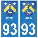 93 Drancy blason autocollant plaque stickers ville