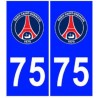 75 PSG Paris foot autocollant plaque