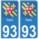 93 Gagny blason autocollant plaque stickers ville
