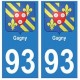93 Gagny blason autocollant plaque stickers ville