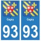 93 Gagny blason autocollant plaque stickers ville