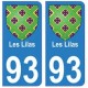 93 Les Lilas blason autocollant plaque stickers ville
