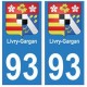 93 Livry-Gargan blason autocollant plaque stickers ville