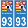 93 Livry-Gargan blason autocollant plaque stickers ville