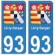 93 Livry-Gargan blason autocollant plaque stickers ville
