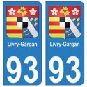 93 Livry-Gargan blason autocollant plaque stickers ville