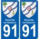 91 Breuillet blason autocollant plaque stickers ville