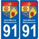 91 Breuillet escudo de armas de la etiqueta engomada de la placa de pegatinas de la ciudad