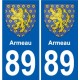 89 Auxerre escudo de armas de la etiqueta engomada de la placa de pegatinas de la ciudad