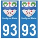 93 Neuilly-sur-Marne blason autocollant plaque stickers ville