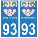 93 Neuilly-sur-Marne blason autocollant plaque stickers ville