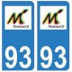 93 Montreuil logo autocollant plaque stickers ville