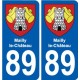 89 Auxerre escudo de armas de la etiqueta engomada de la placa de pegatinas de la ciudad