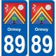 89 Auxerre escudo de armas de la etiqueta engomada de la placa de pegatinas de la ciudad