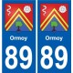 89 Auxerre escudo de armas de la etiqueta engomada de la placa de pegatinas de la ciudad