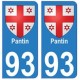 93 Pantin blason autocollant plaque stickers ville