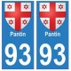 93 Pantin blason autocollant plaque stickers ville