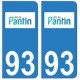 93 Pantin logo autocollant plaque stickers ville