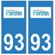 93 Pantin logo autocollant plaque stickers ville
