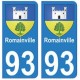 93 Romainville blason autocollant plaque stickers ville
