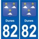 82 Dunes blason autocollant plaque stickers ville