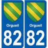 82 Orgueil blason autocollant plaque immatriculation stickers ville