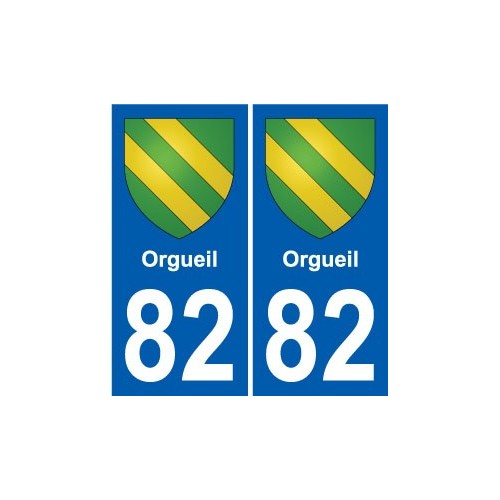82 Orgueil blason autocollant plaque immatriculation stickers ville