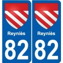 82 Reyniès blason autocollant plaque stickers ville