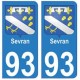 93 Sevran blason autocollant plaque stickers ville