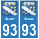 93 Sevran blason autocollant plaque stickers ville