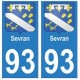93 Sevran blason autocollant plaque stickers ville