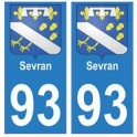 93 Sevran blason autocollant plaque stickers ville