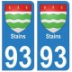 93 Stains blason autocollant plaque stickers ville