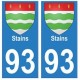 93 Stains blason autocollant plaque stickers ville