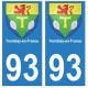 93 Tremblay-en-France coat of arms decal plate sticker city