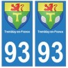93 Tremblay-en-France coat of arms decal plate sticker city
