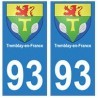 93 Tremblay-en-France blason autocollant plaque stickers ville