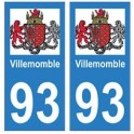 93 Villemomble coat of arms sticker plate stickers city