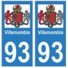 93 Villemomble blason autocollant plaque stickers ville