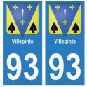 93 Villepinte blason autocollant plaque stickers ville