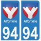 94 Alfortville blason autocollant sticker plaque immatriculation ville